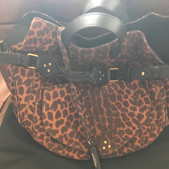 NWOT - Jerome Dreyfuss Léopard Chamois Split Suede Helmut Hobo - Picture 6 of 10
